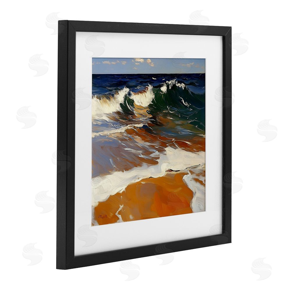 Walker Noble Glassy Wave Break Black Framed Print Under Glass with Mat Wall Art