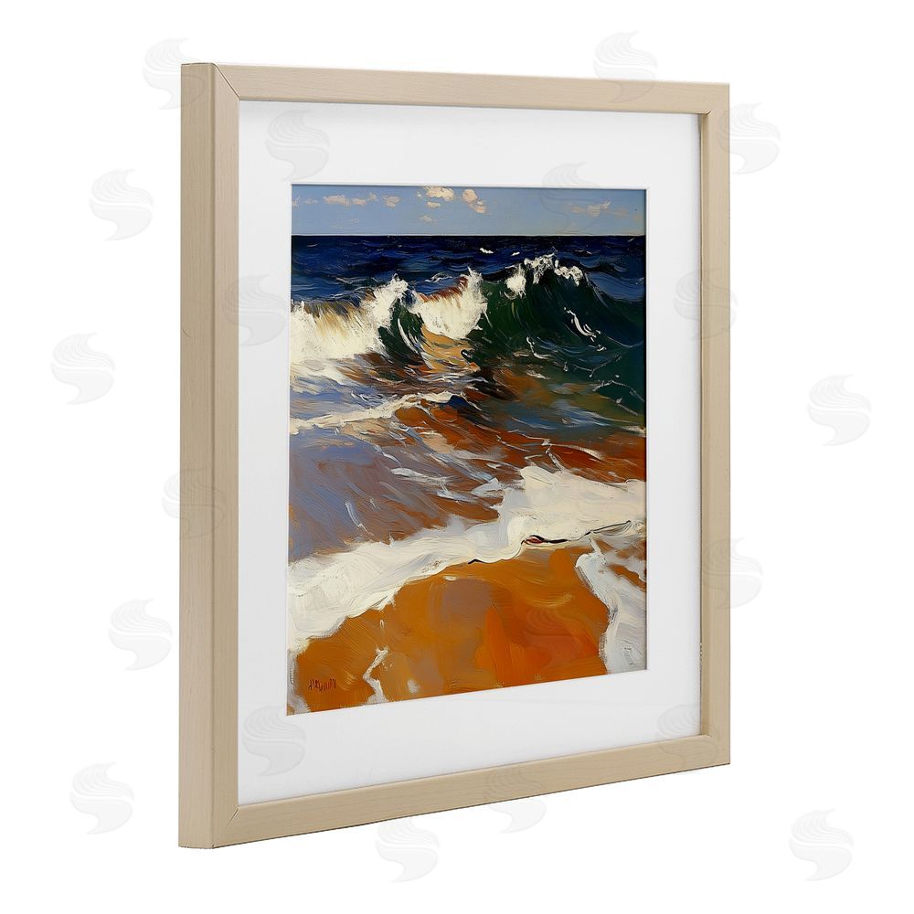 Walker Noble Glassy Wave Break Brown Framed Print Under Glass with Mat Wall Art