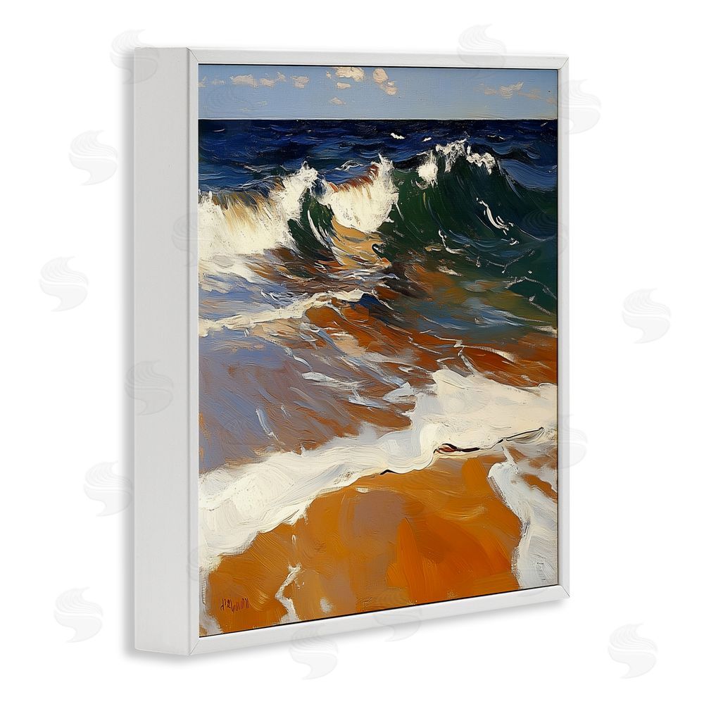 Walker Noble Glassy Wave Break White Framed Giclee Wall Art Print