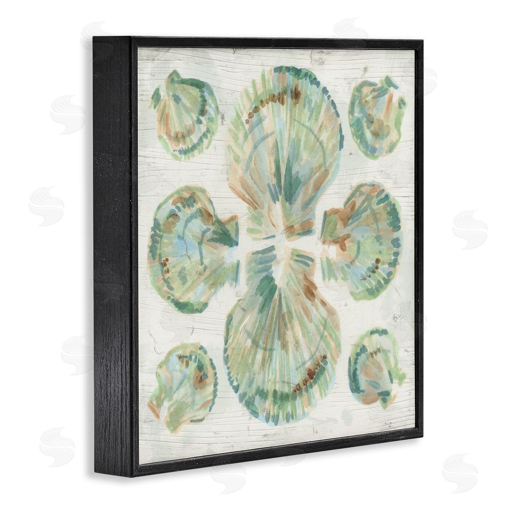 June Erica Vess Saltwashed Shells Symmetry Black Framed Giclee Wall Art Print