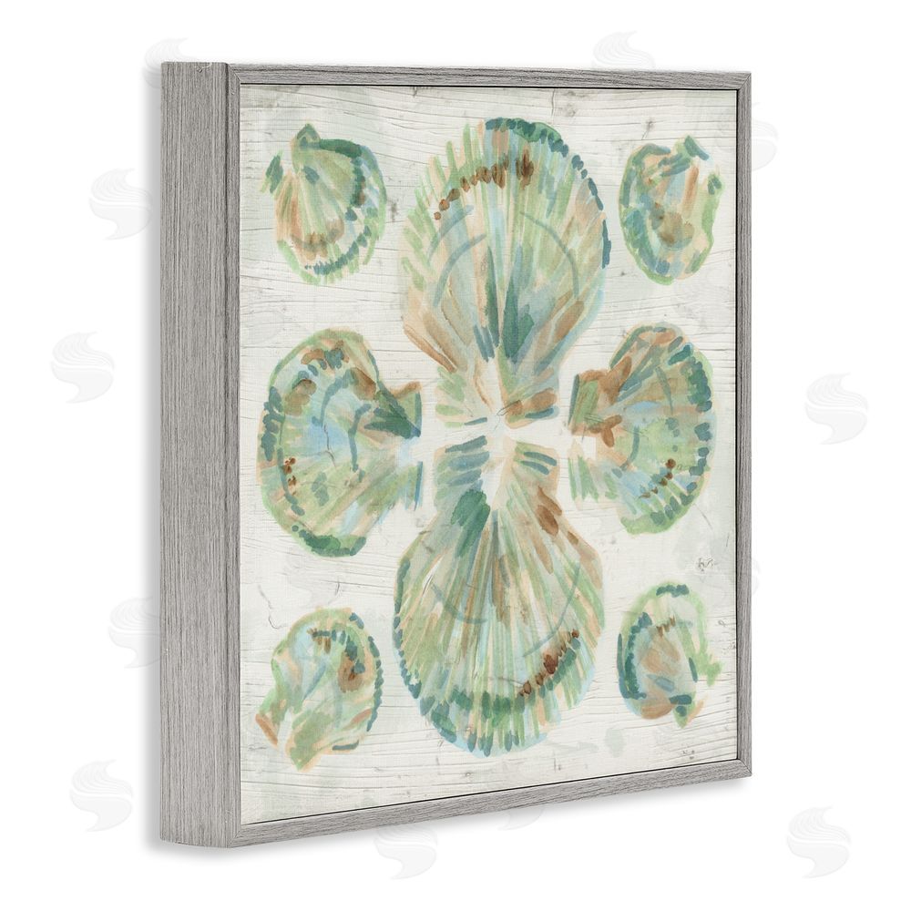 June Erica Vess Saltwashed Shells Symmetry Gray Framed Giclee Wall Art Print