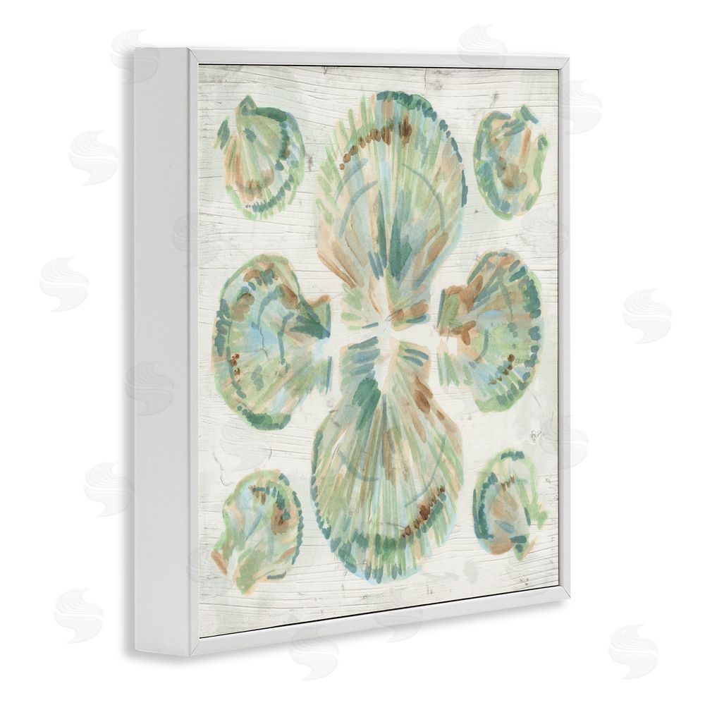 June Erica Vess Saltwashed Shells Symmetry White Framed Giclee Wall Art Print