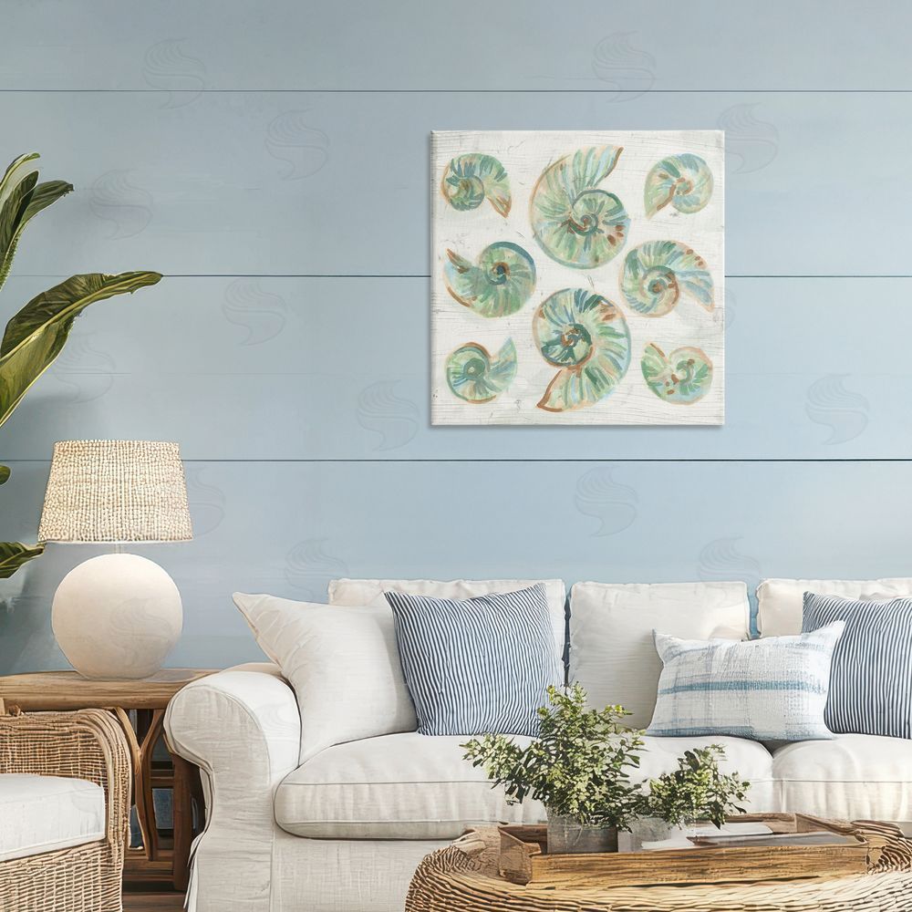 June Erica Vess Organic Saltwashed Shells Stretched Canvas Wall Art Print in Room