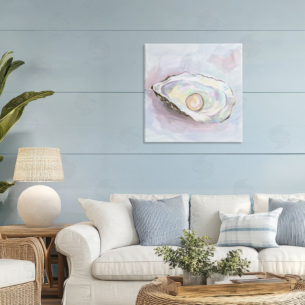Melissa Wang Silent Opal Oyster Stretched Canvas Wall Art Print in Room
