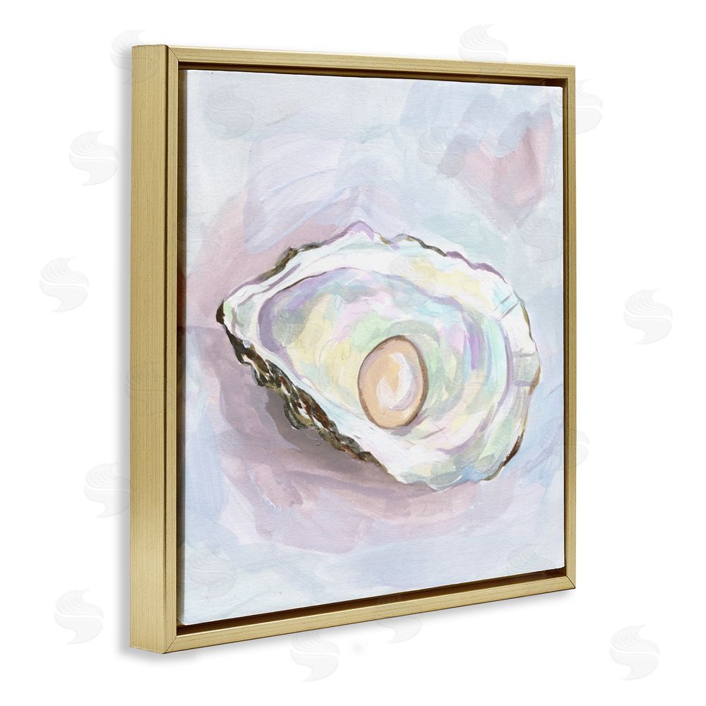 Melissa Wang Silent Opal Oyster Gold Floating Frame Canvas Wall Art Print