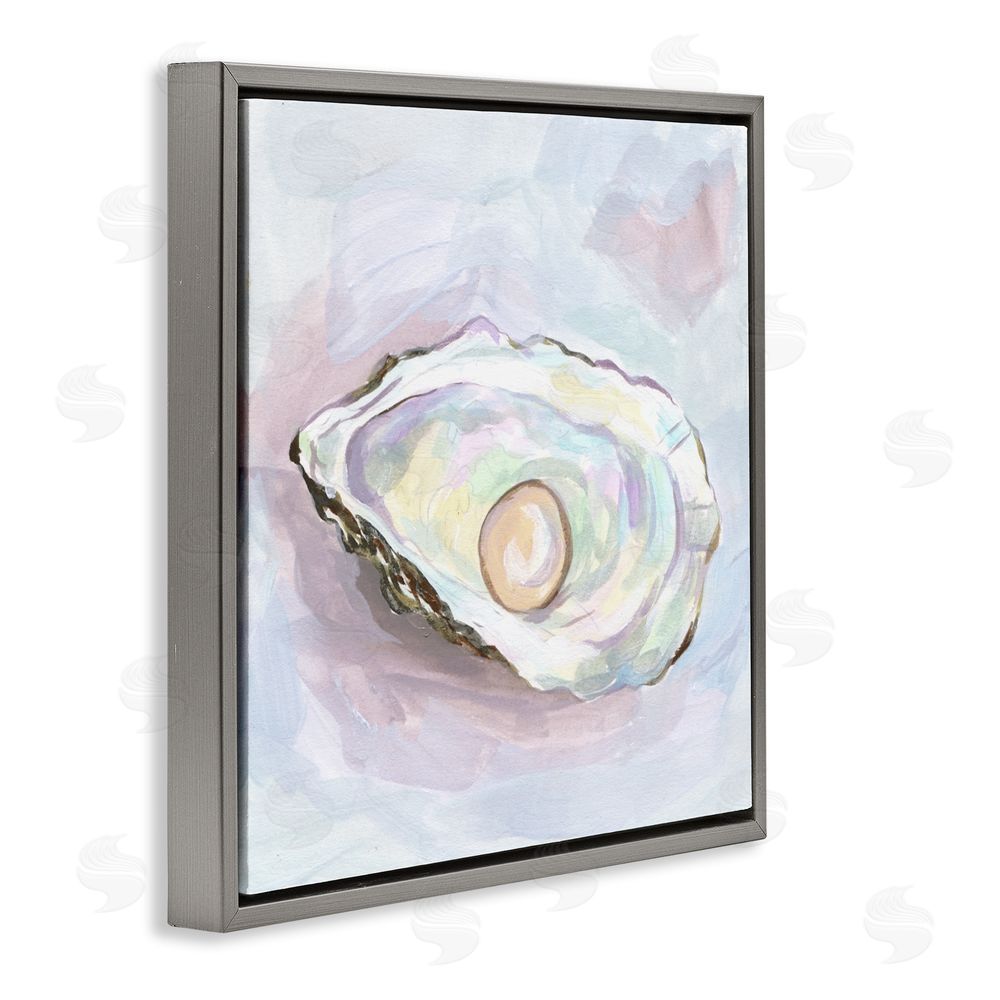 Melissa Wang Silent Opal Oyster Gray Floating Frame Canvas Wall Art Print