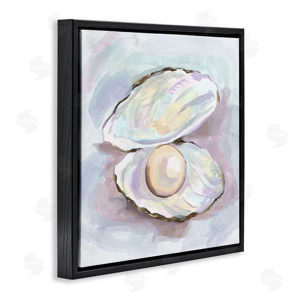Melissa Wang Silent Opal Clam Pearl Black Floating Frame Canvas Wall Art Print