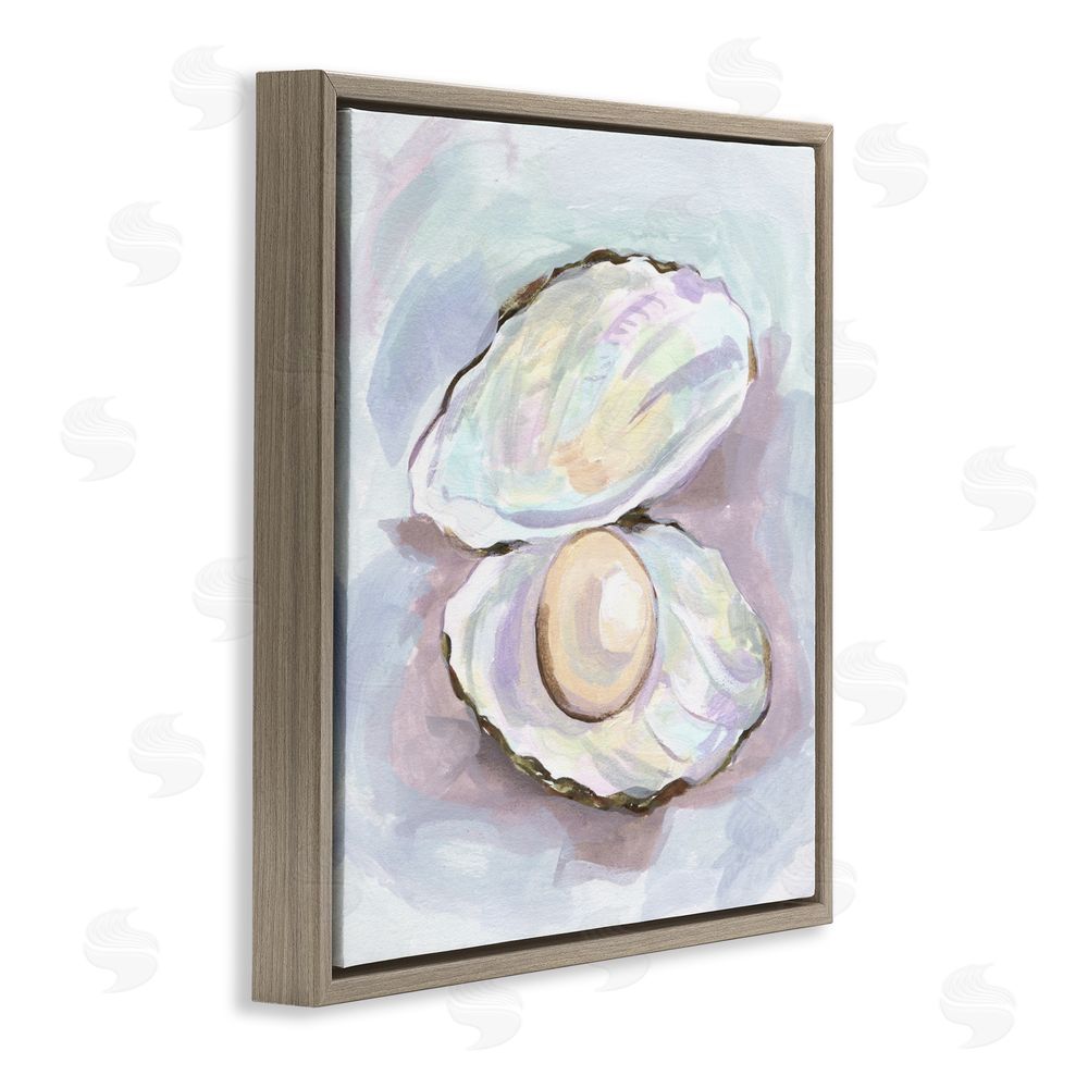 Melissa Wang Silent Opal Clam Pearl Brown Floating Frame Canvas Wall Art Print