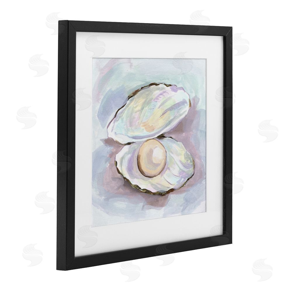 Melissa Wang Silent Opal Clam Pearl Black Framed Print Under Glass Wall Art