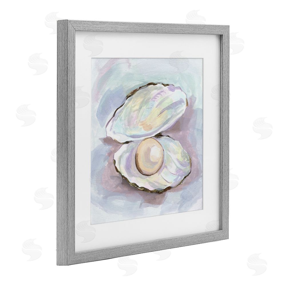 Melissa Wang Silent Opal Clam Pearl Gray Framed Print Under Glass Wall Art