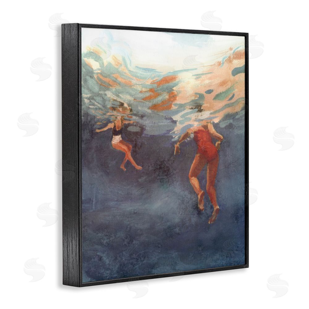 Victoria Barnes Summer's Dance Swimmers Black Framed Giclee Wall Art Print