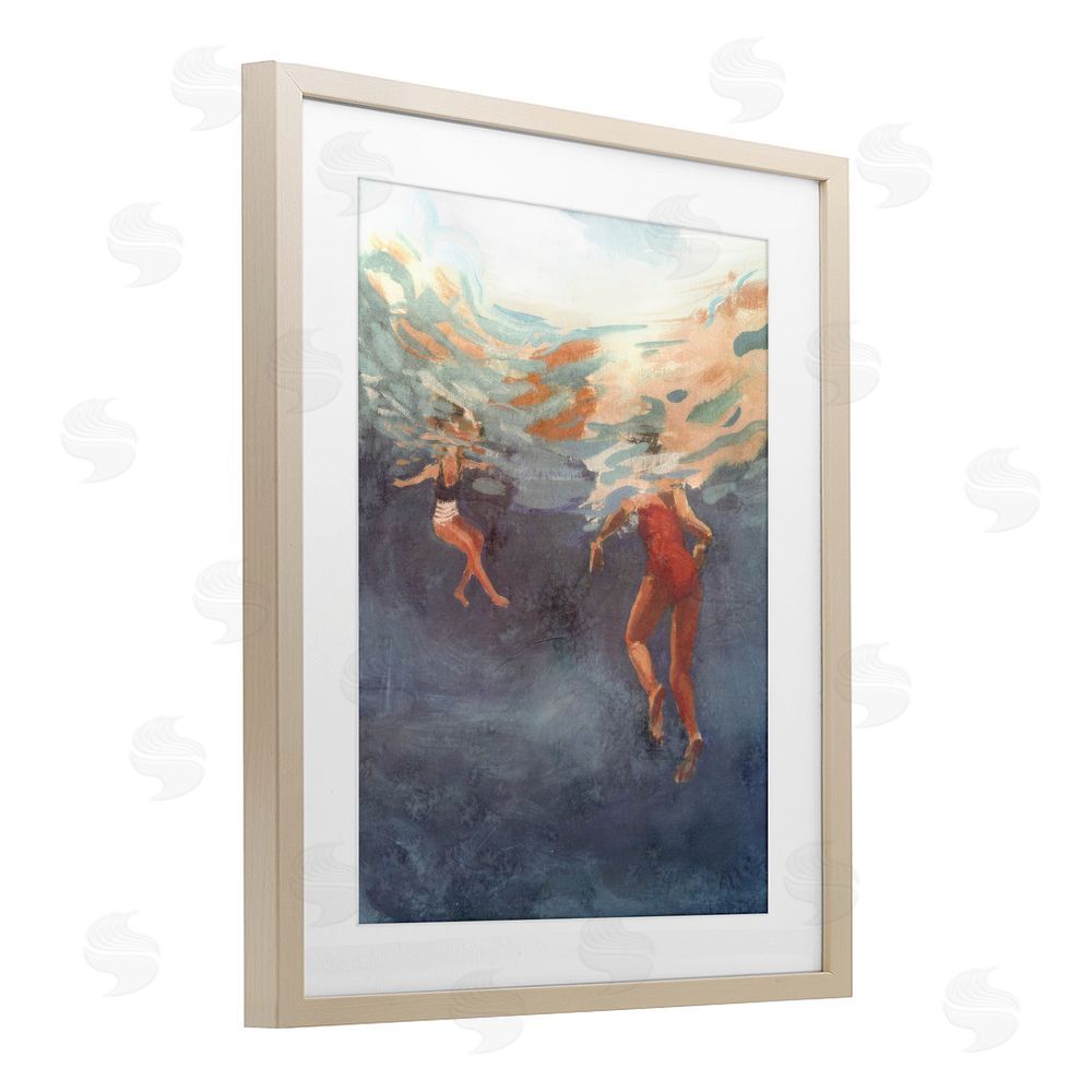 Victoria Barnes Summer's Dance Swimmers Brown Framed Print Under Glass Wall Art