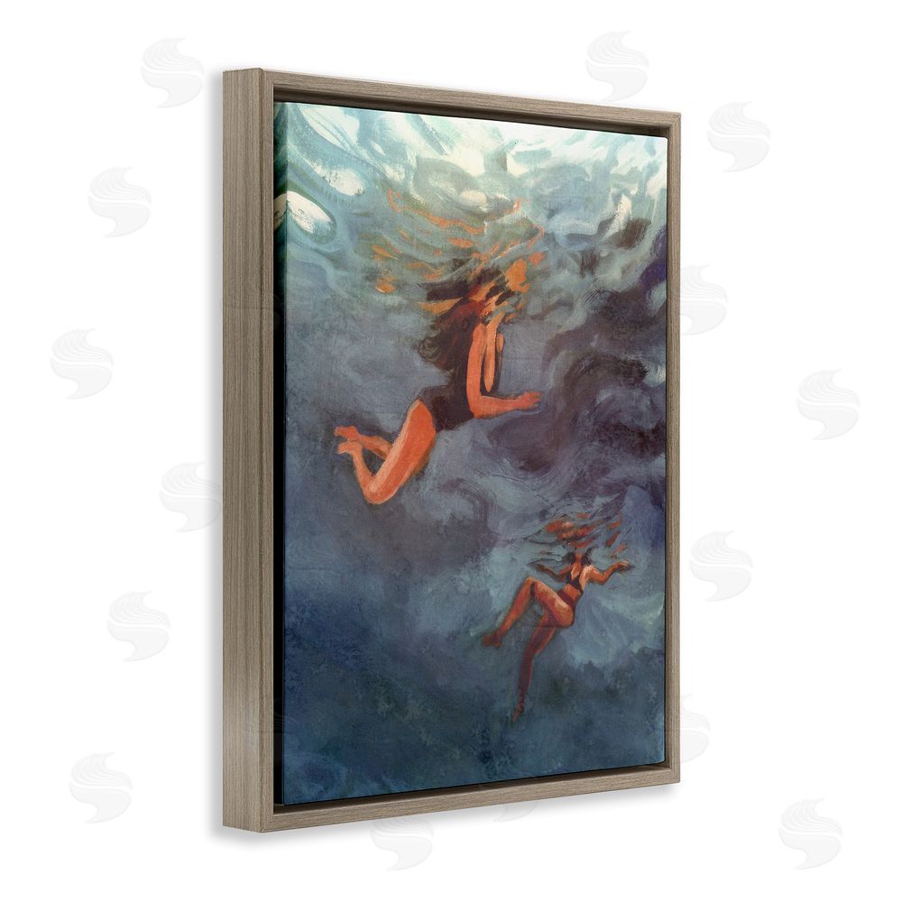 Victoria Barnes Underwater Summer's Dance Brown Floating Frame Canvas Wall Art Print