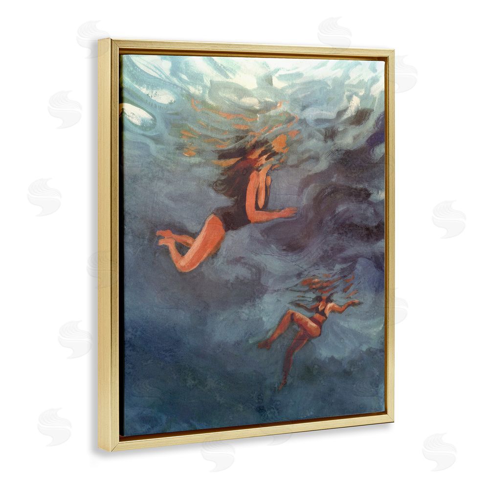 Victoria Barnes Underwater Summer's Dance Gold Floating Frame Canvas Wall Art Print