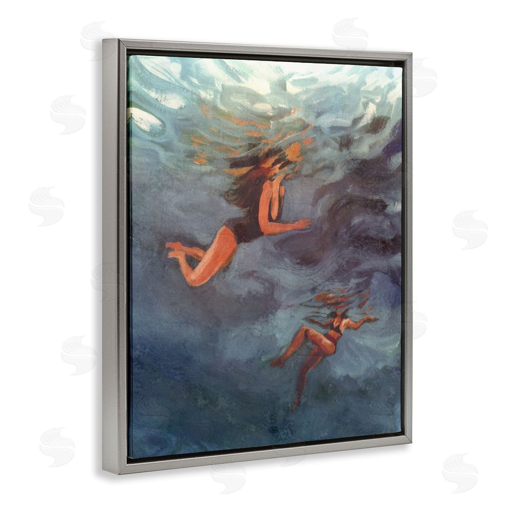 Victoria Barnes Underwater Summer's Dance Gray Floating Frame Canvas Wall Art Print