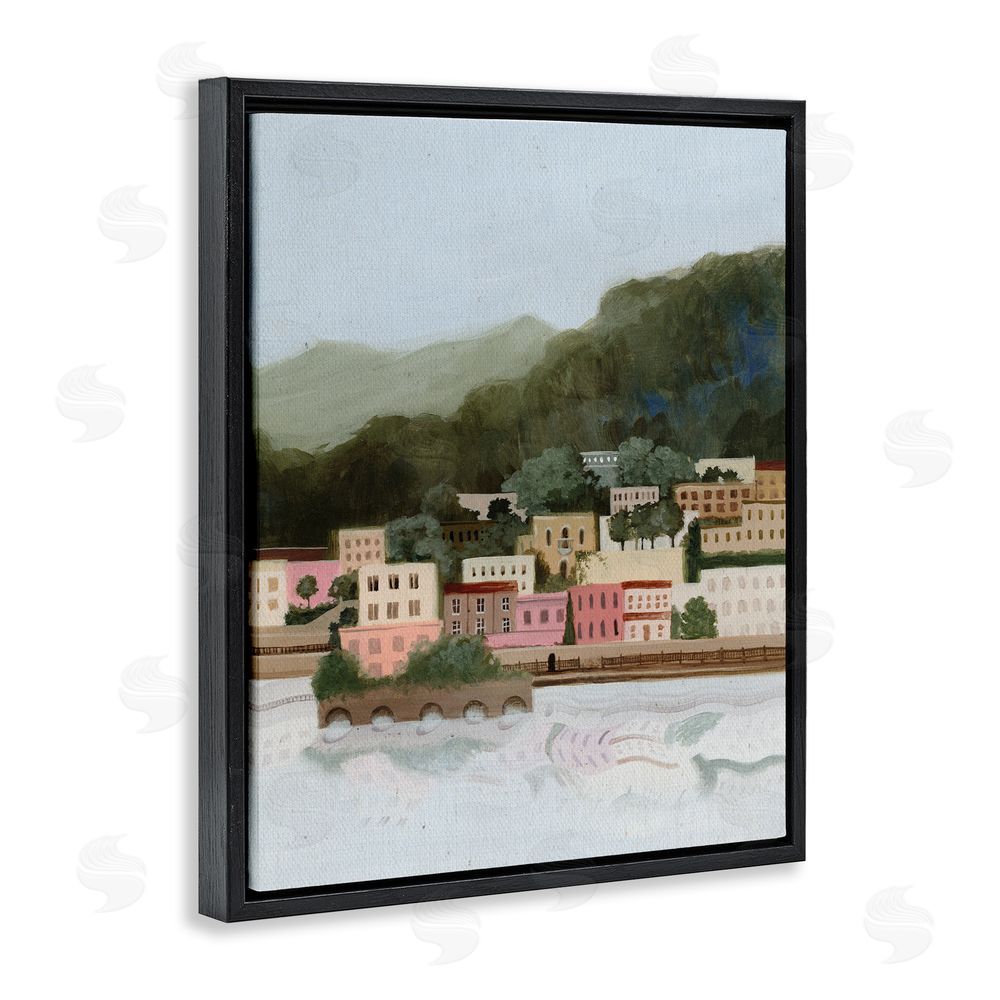 Grace Popp Mountains By The Sea Black Floating Frame Canvas Wall Art Print
