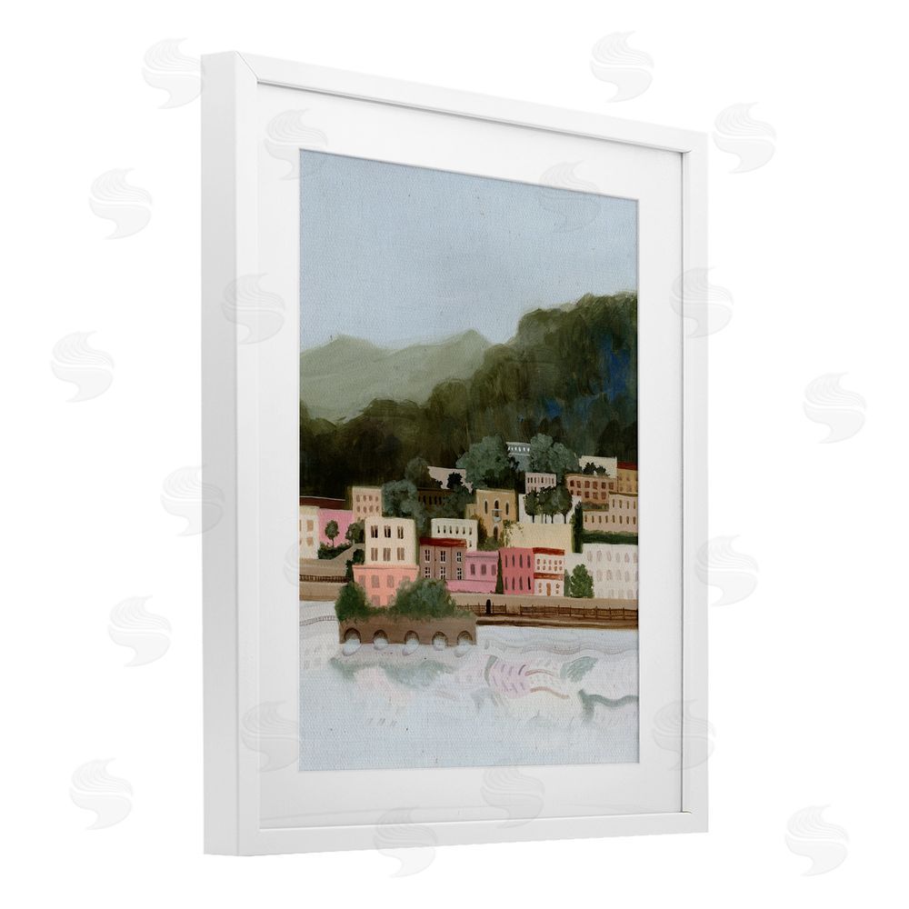 Grace Popp Mountains By The Sea White Framed Print Under Glass Wall Art