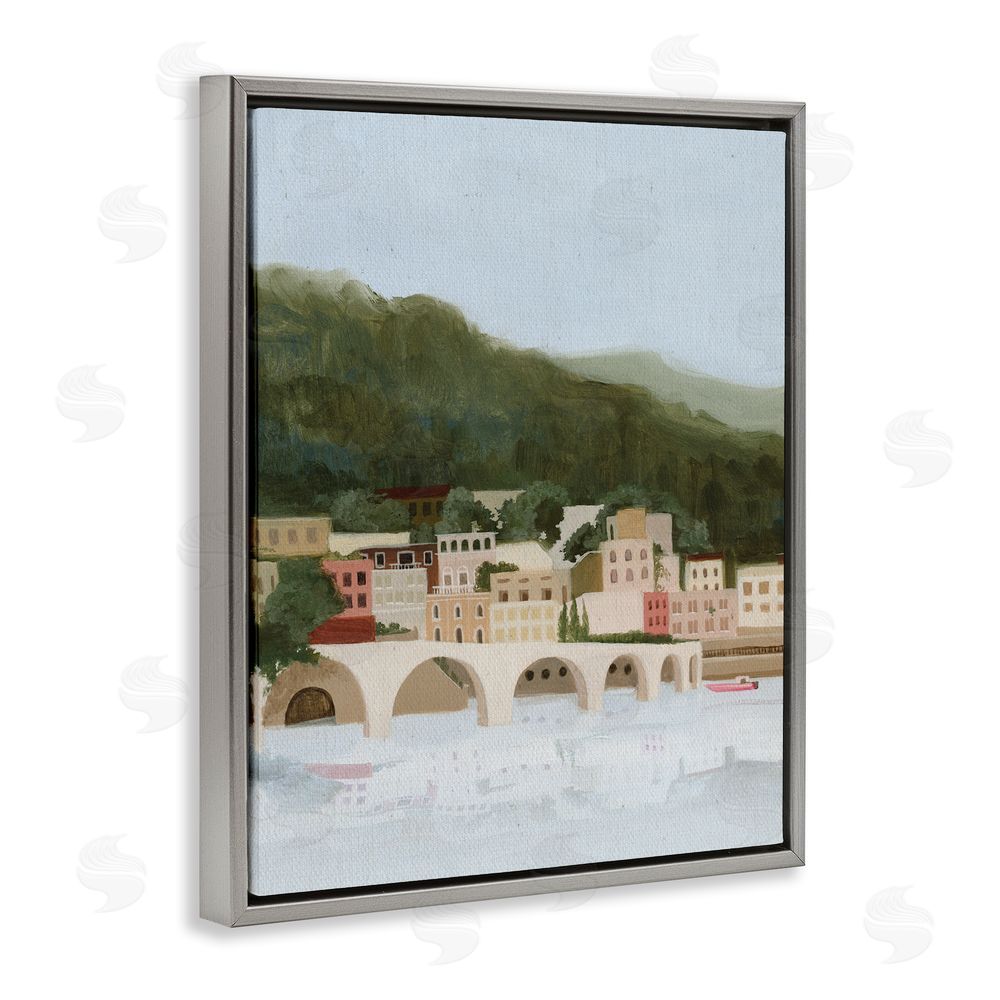 Grace Popp Coastal Mountains By Sea Gray Floating Frame Canvas Wall Art Print