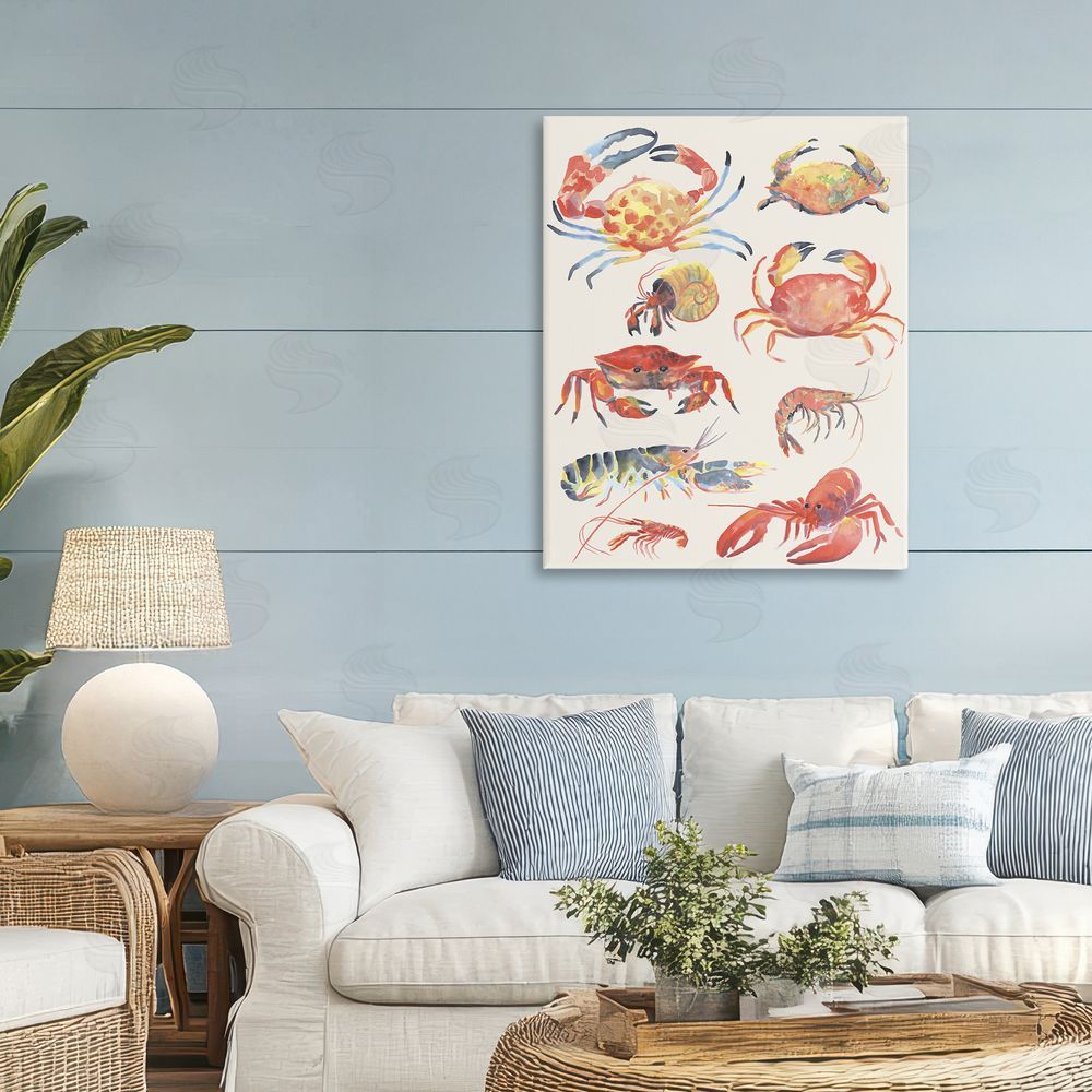 June Erica Vess Nautical Crustacean Collection Stretched Canvas Wall Art Print in Room