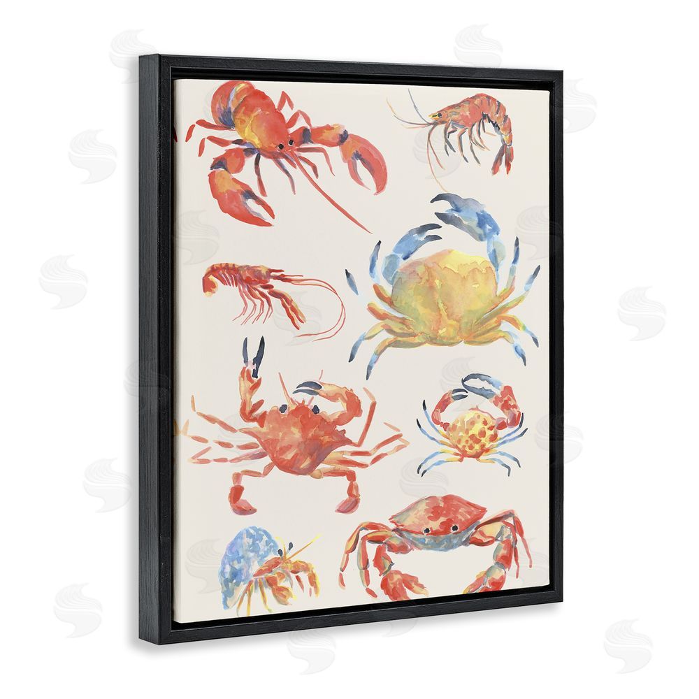 June Erica Vess Crab & Crustacean Collection Black Floating Frame Wall Art Print