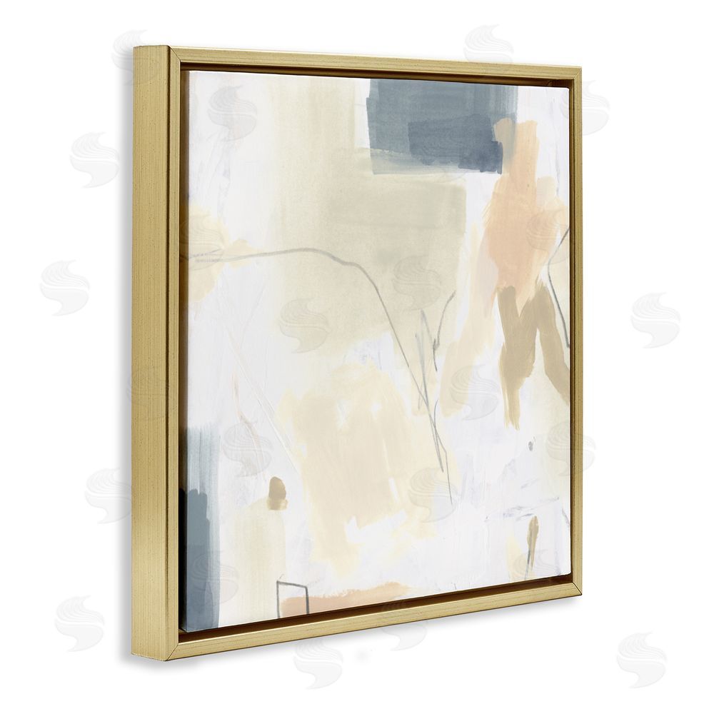 June Erica Vess Plaster Line Abstract Gold Floating Frame Canvas Wall Art Print