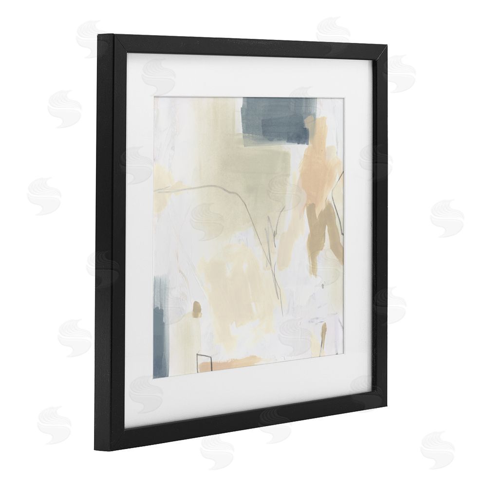 June Erica Vess Plaster Line Abstract Black Framed Print Under Glass Wall Art