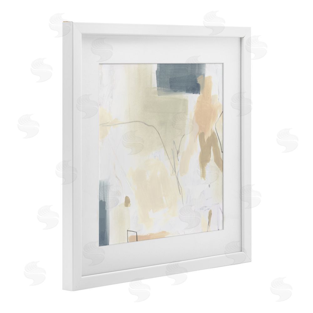 June Erica Vess Plaster Line Abstract White Framed Print Under Glass Wall Art