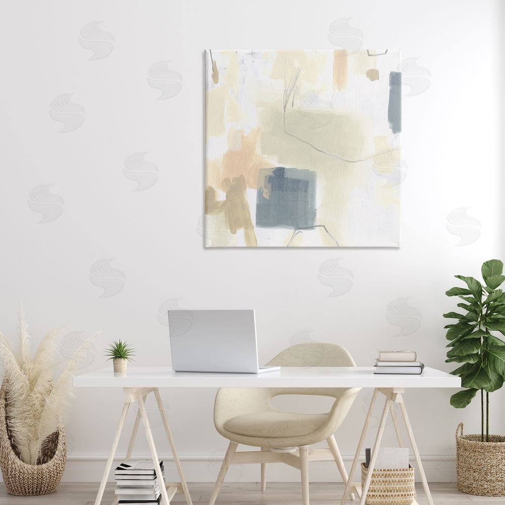 June Erica Vess Minimal Plaster Line Stretched Canvas Wall Art in Room