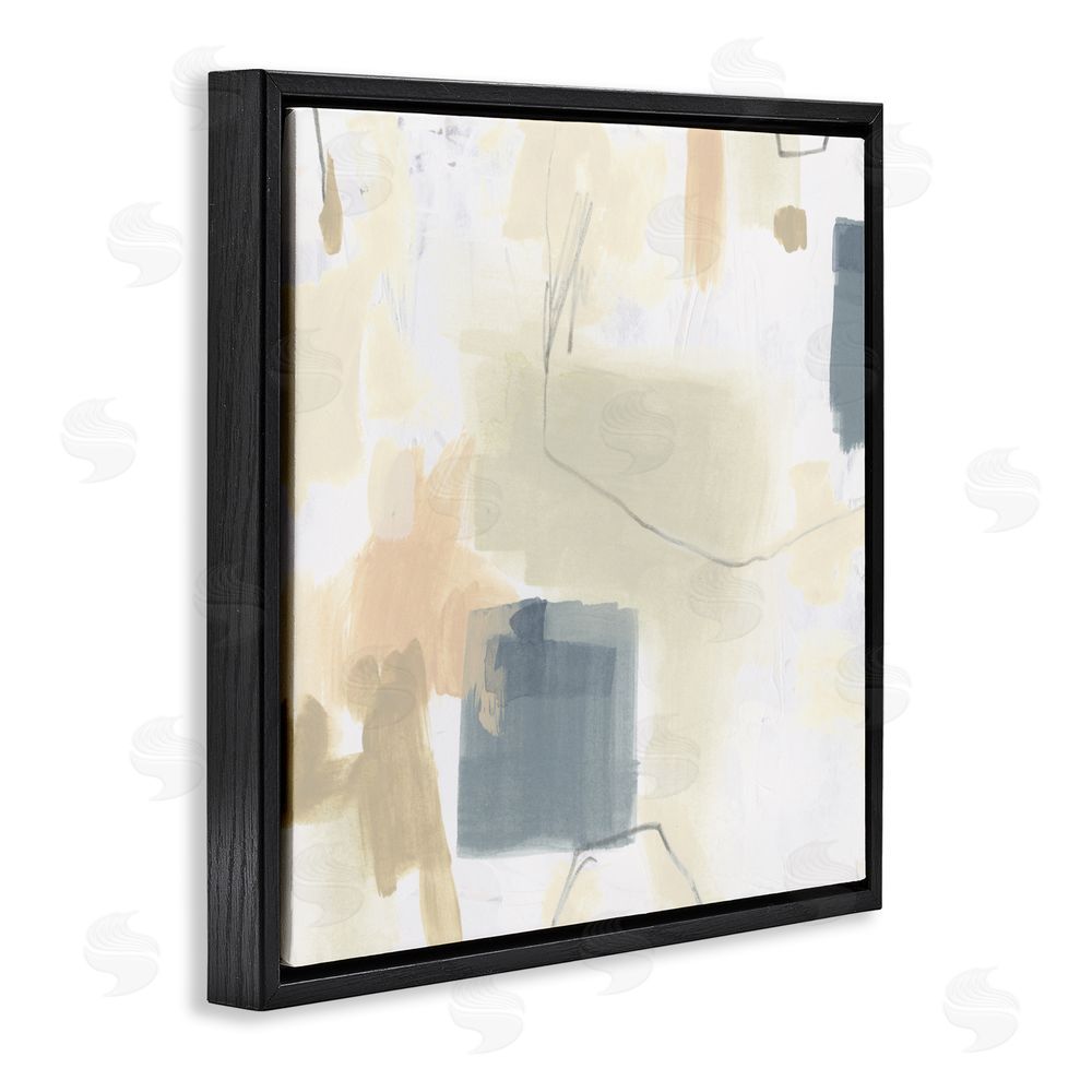 June Erica Vess Minimal Plaster Line Black Floating Frame Canvas Wall Art