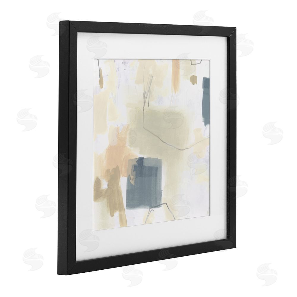 June Erica Vess Minimal Plaster Line Black Framed Print Under Glass with Mat Wall Art