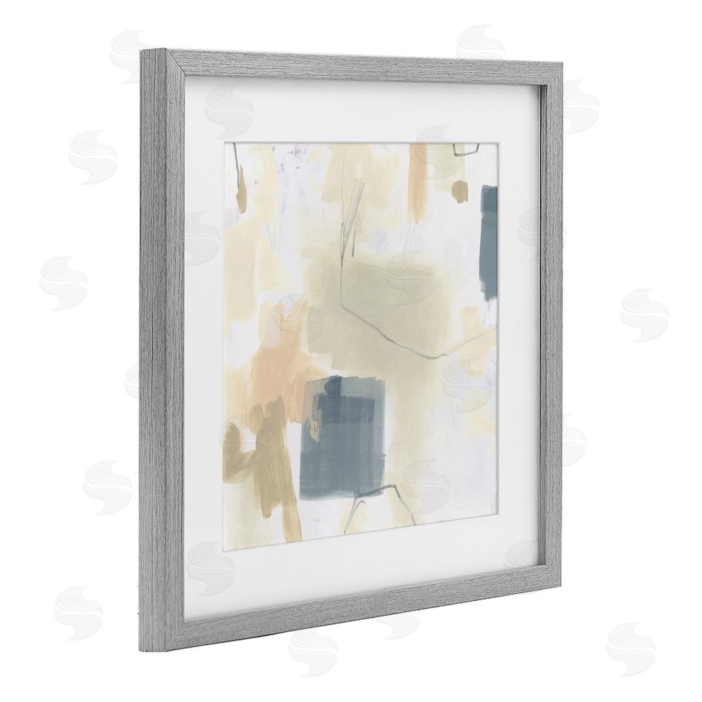 June Erica Vess Minimal Plaster Line Gray Framed Print Under Glass with Mat Wall Art