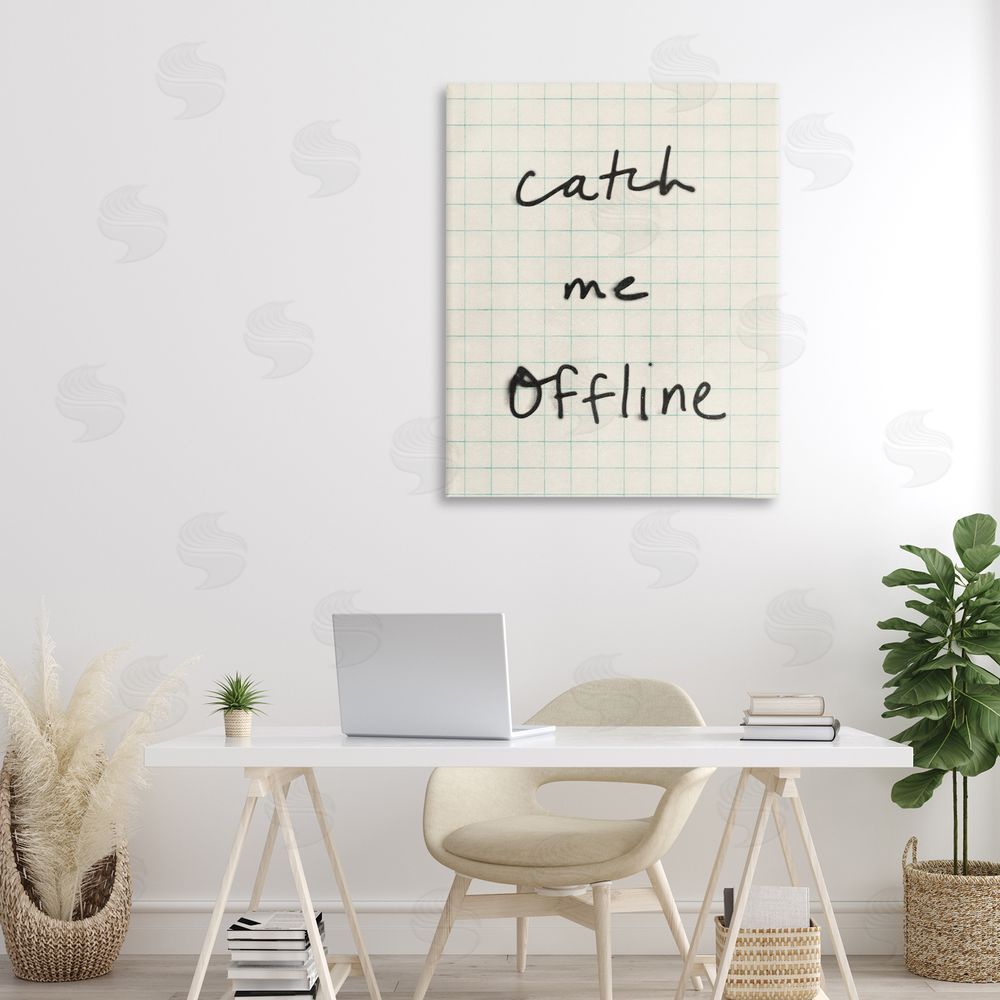 Victoria Barnes Catch Me Offline Scrawl Stretched Canvas Wall Art in Room
