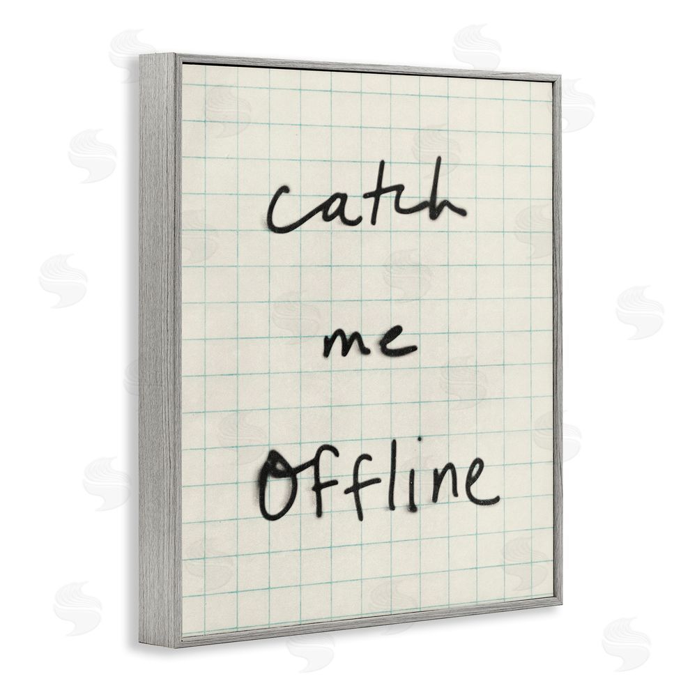 Victoria Barnes Catch Me Offline Scrawl Gray Framed Giclee Wall Art Print