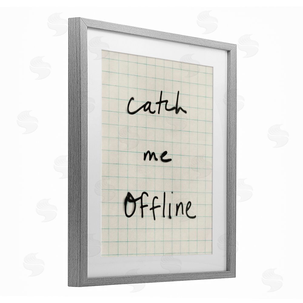 Victoria Barnes Catch Me Offline Scrawl Gray Framed Print Under Glass Wall Art