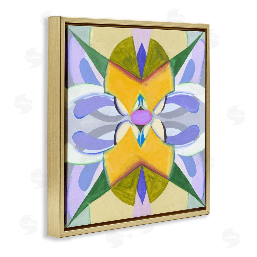 Melissa Wang Revival Kaleidoscope Symmetry Gold Floating Frame Canvas Wall Art Print