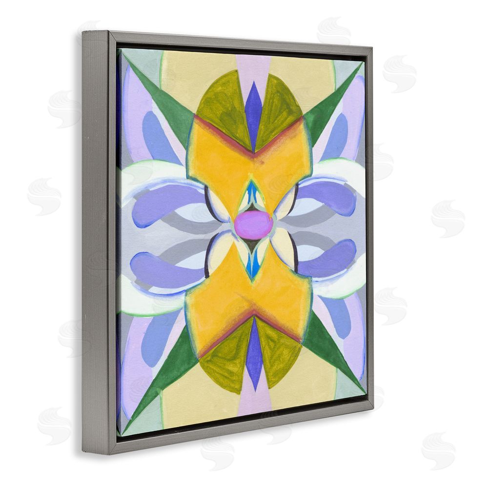 Melissa Wang Revival Kaleidoscope Symmetry Gray Floating Frame Canvas Wall Art Print