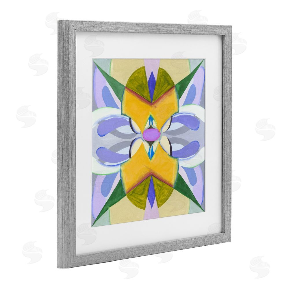 Melissa Wang Revival Kaleidoscope Symmetry Gray Framed Print Under Glass Wall Art