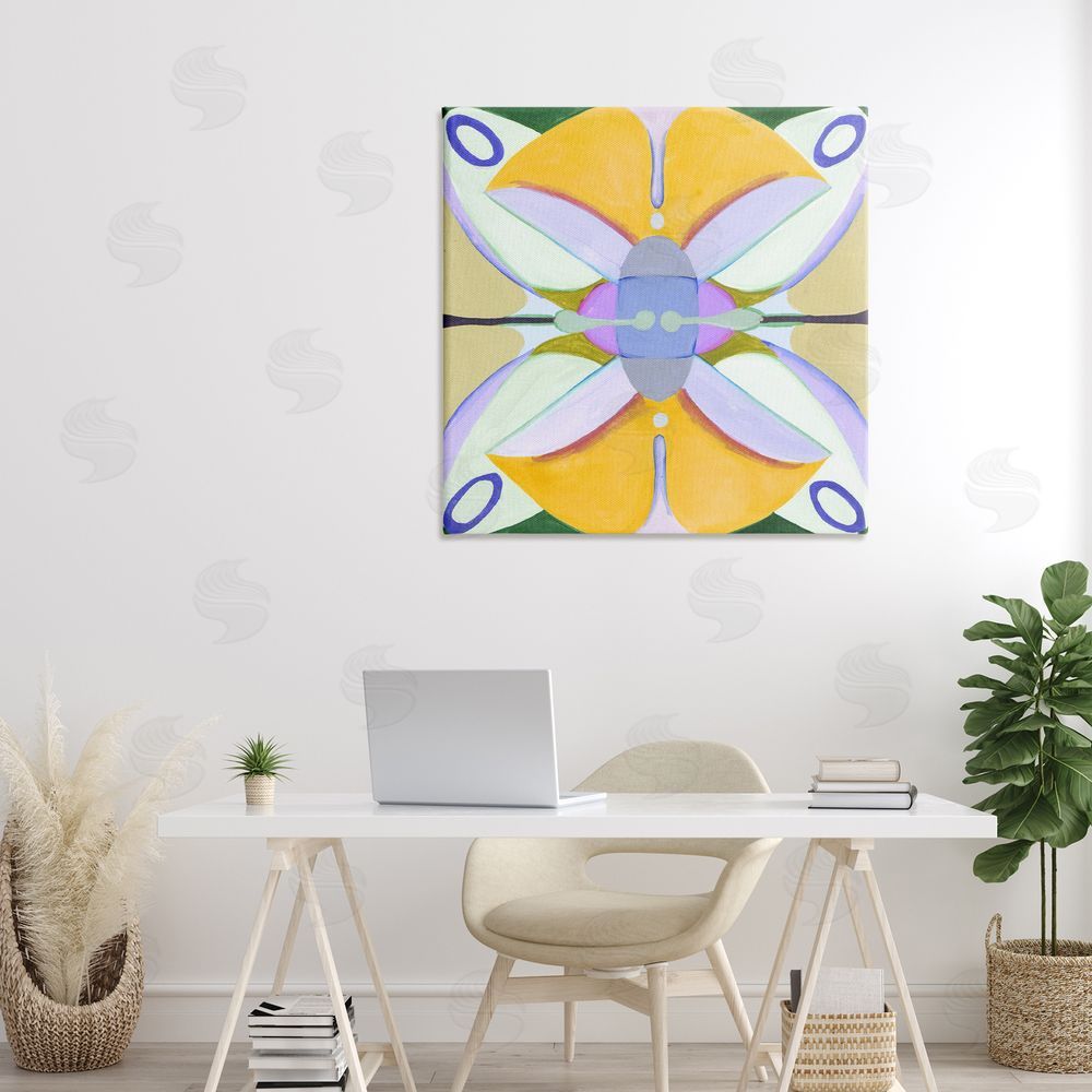 Melissa Wang Warm Revival Kaleidoscope Stretched Canvas Wall Art Print in Room