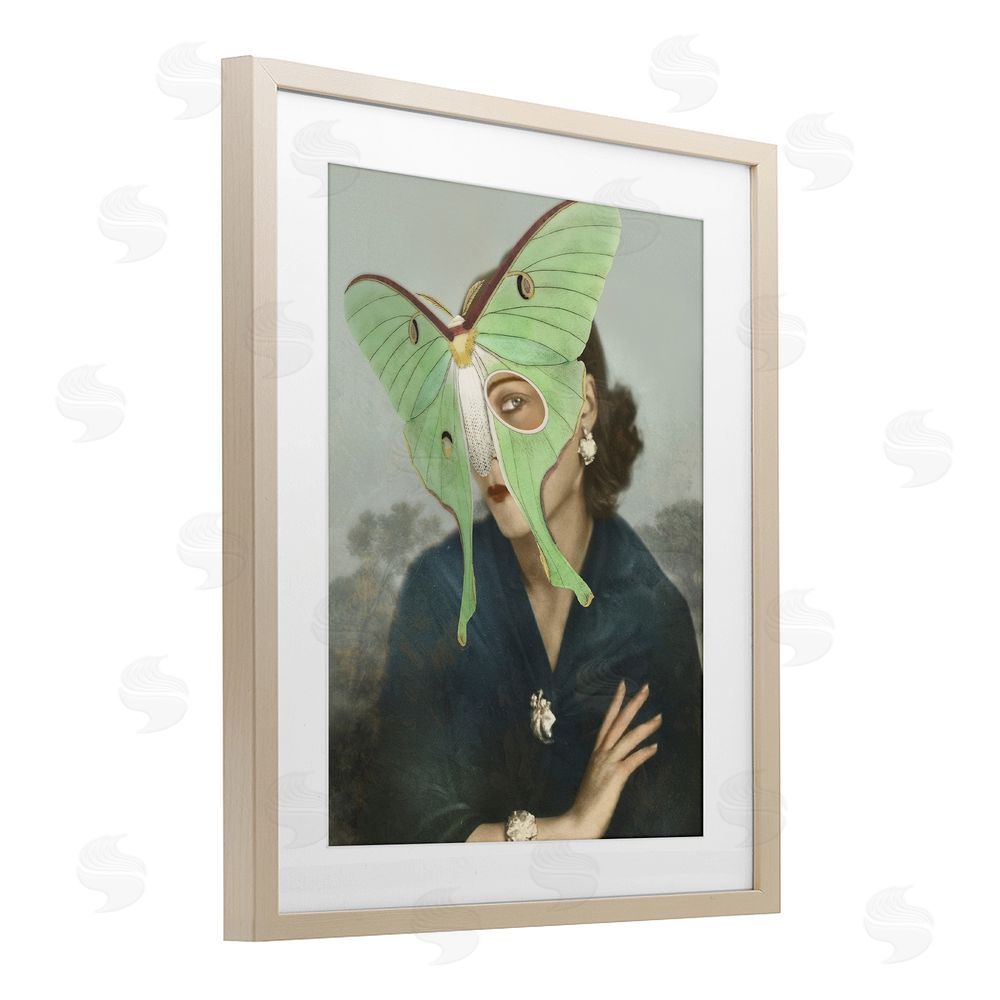 Victoria Barnes Naturalist Portrait with Moth Brown Framed Print Under Glass Wall Art