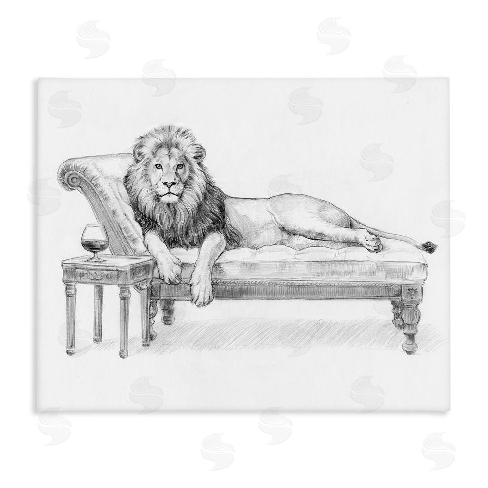 Victoria Barnes Lounging Beast Lion Stretched Canvas Wall Art