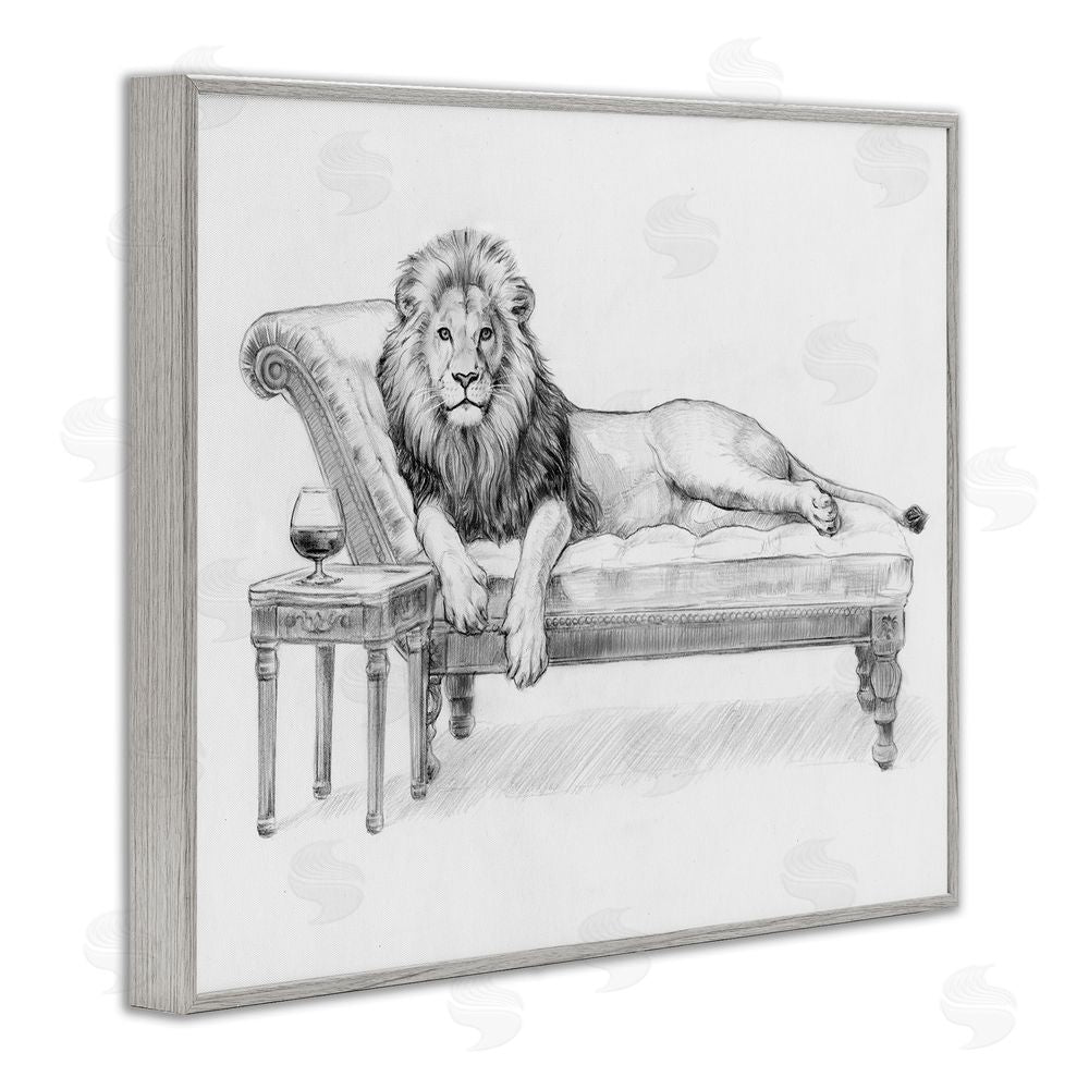 Victoria Barnes Lounging Beast Lion Gray Framed Giclee Wall Art Print