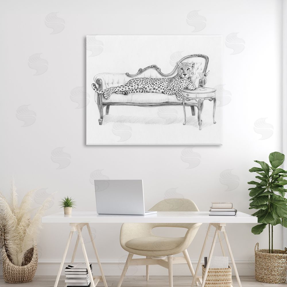 Victoria Barnes Lounging Beast Cheetah Stretched Canvas Wall Art in Room