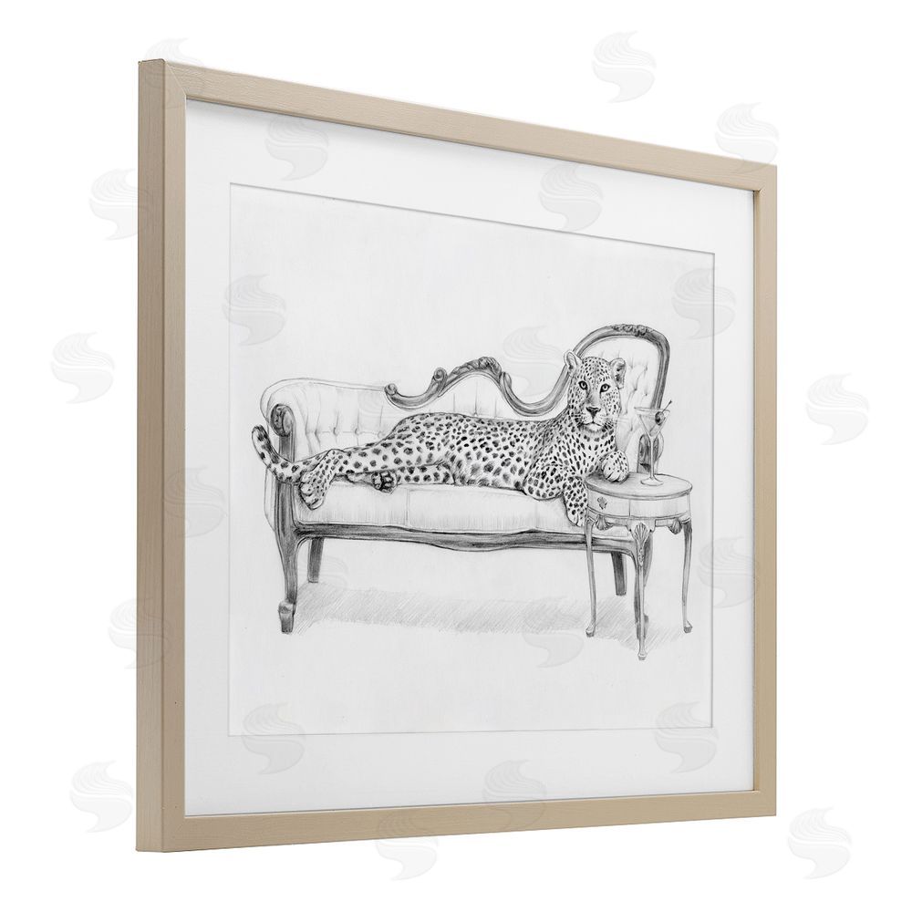 Victoria Barnes Lounging Beast Cheetah Brown Framed Print Under Glass with Mat Wall Art