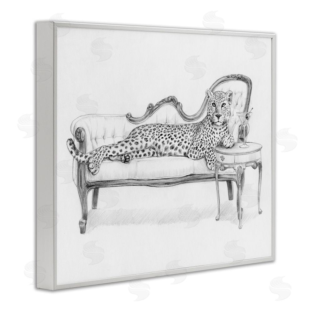 Victoria Barnes Lounging Beast Cheetah White Framed Giclee Wall Art Print