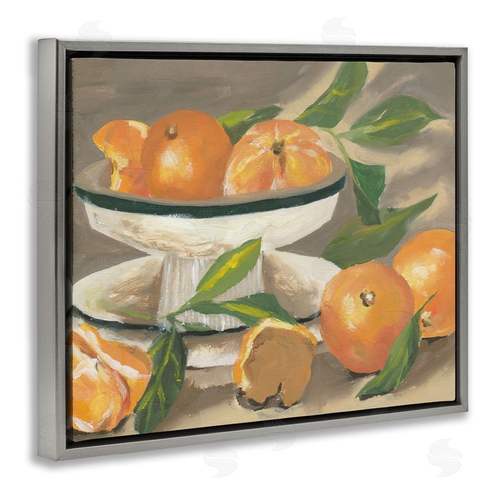 Melissa Wang Oranges in Stillness Gray Floating Frame Canvas Wall Art Print