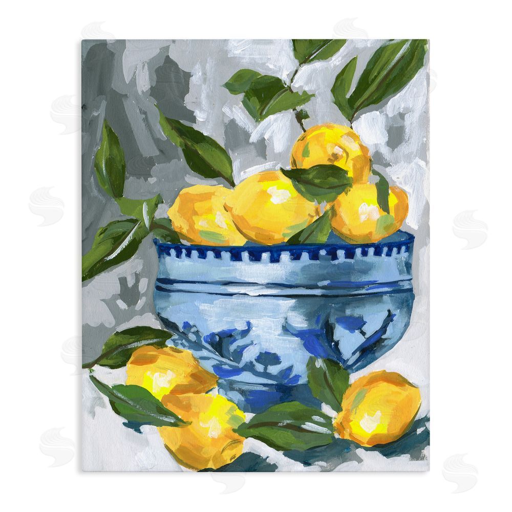Melissa Wang Indigo & Lemon Bowl Stretched Canvas Wall Art