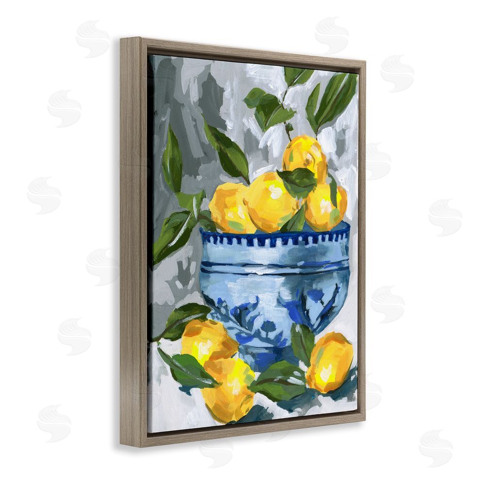 Melissa Wang Indigo & Lemon Bowl Brown Floating Frame Canvas Wall Art