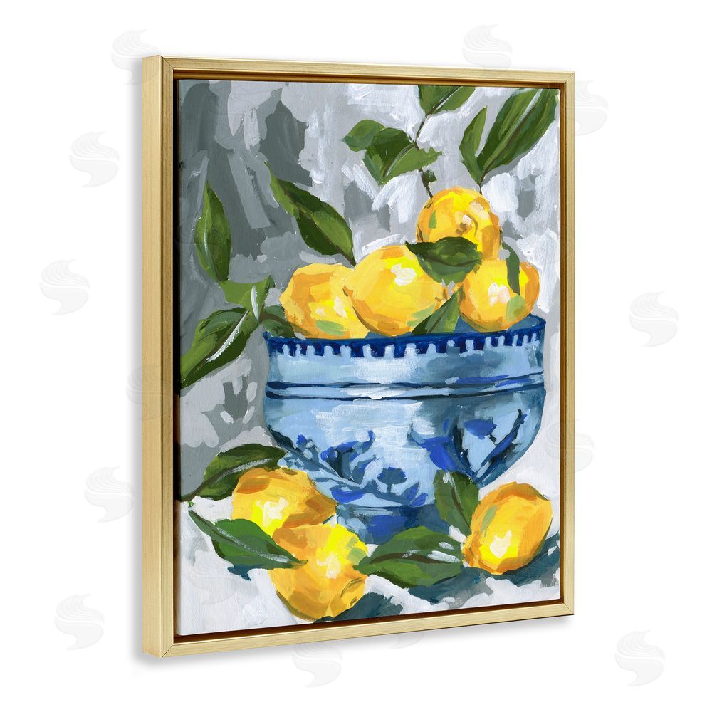 Melissa Wang Indigo & Lemon Bowl Gold Floating Frame Canvas Wall Art
