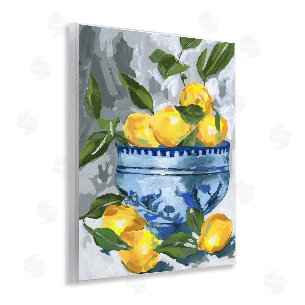 Melissa Wang Indigo & Lemon Bowl Wooden Wall Plaque Art Print