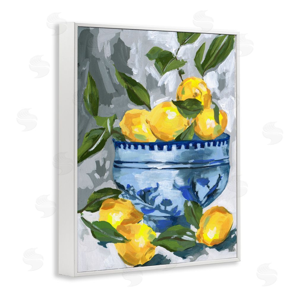 Melissa Wang Indigo & Lemon Bowl White Framed Giclee Wall Art Print